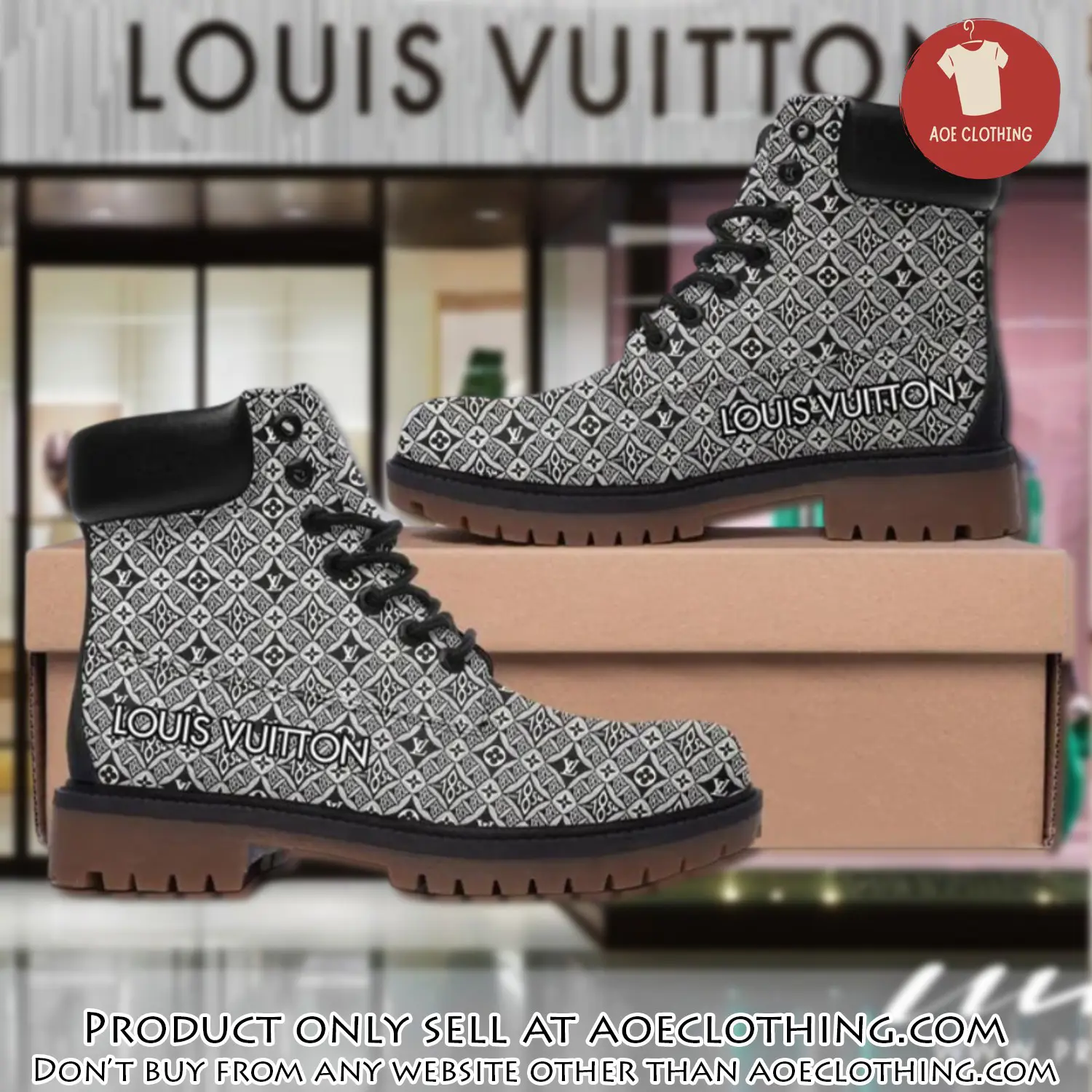 Louis vuitton pattern grey luxury brand boots premium gifts for men women aoe0923570